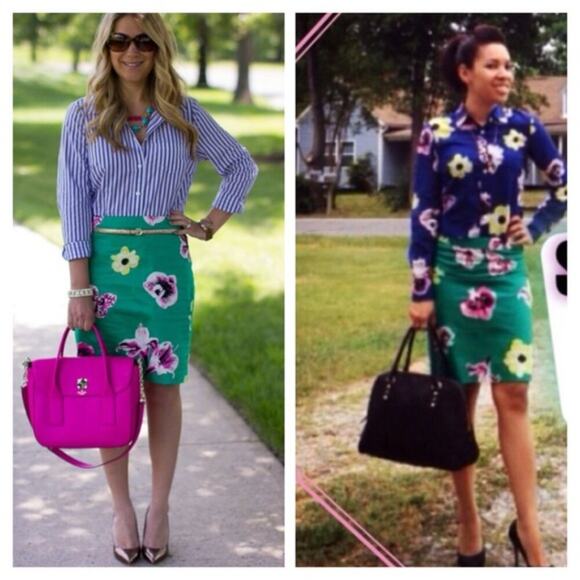 J.Crew The Pencil Skirt in Green Floral Size 0 - Picture 9 of 10